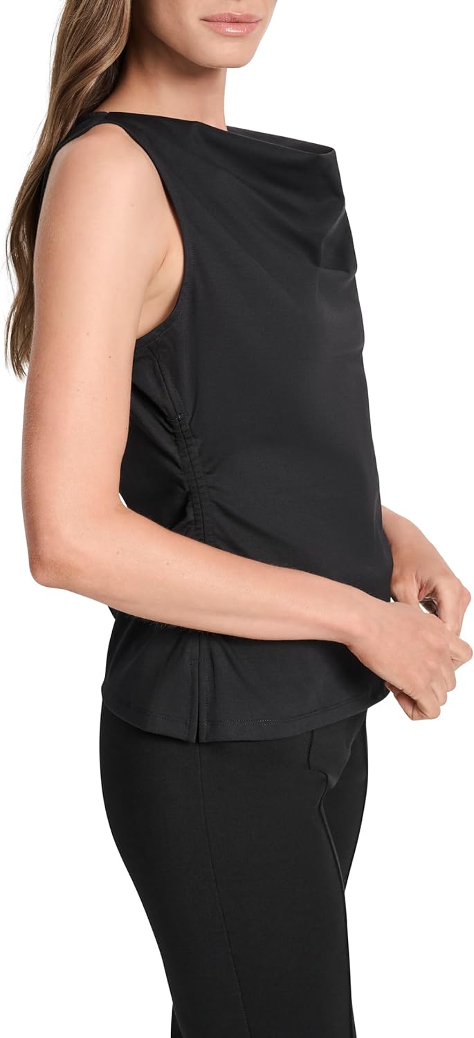 DKNY Womens Sleeveless Asymmetrical Blouse - Image 3