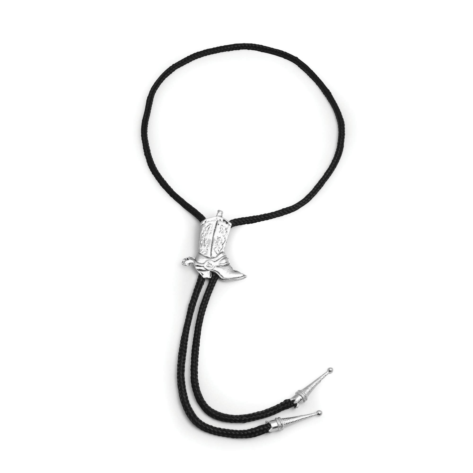 Cowboy Booth Bootlace Tie - 1 Pc, Black & Silver Combination Accessory, Perfect for Western Themed Party, Gift Idea & More Halloween Halloween