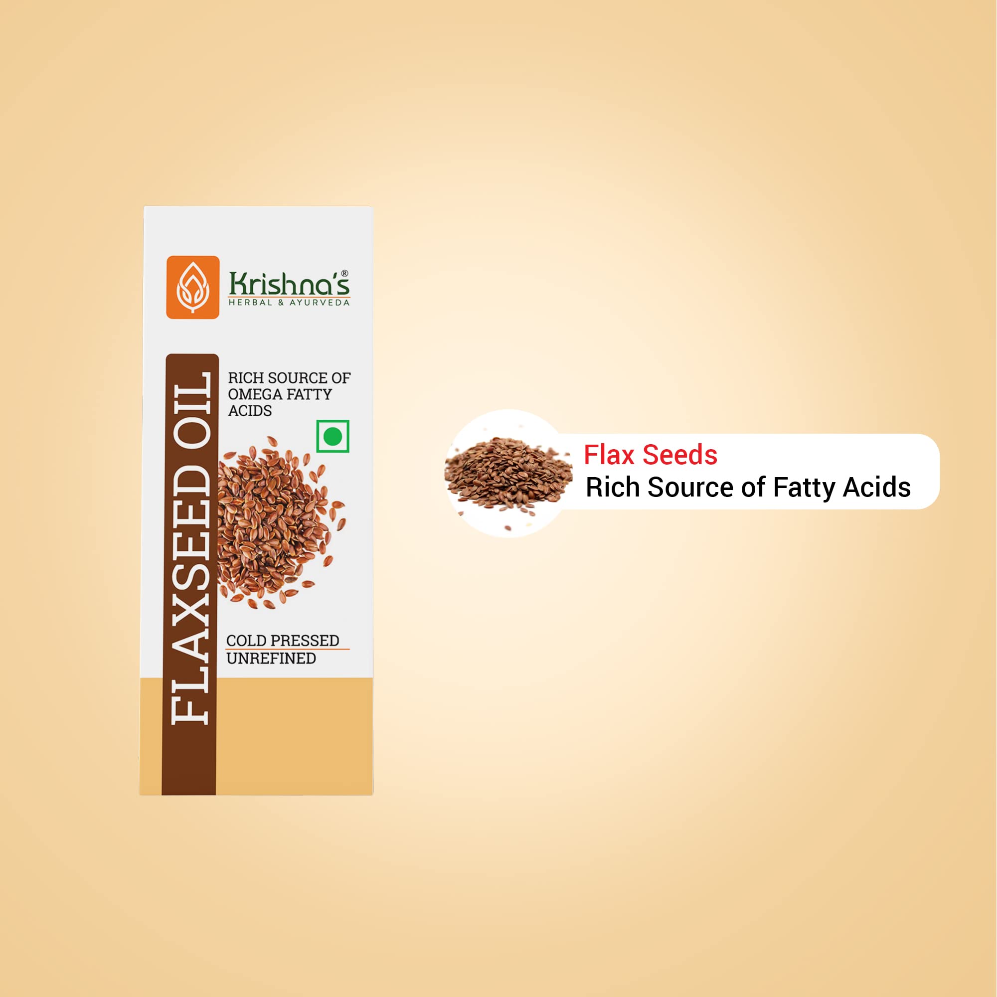 Krishna's Flaxseed Oil (50 ml) | Virgin Cold Pressed Flex seed oil | Rich in Omega 3-6-9 | Made in Kachi Ghani | No Added Preservatives - Image 3 thumbnail