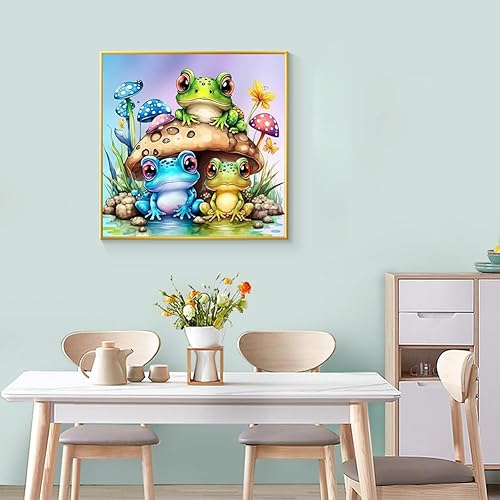 Miniatura 5 de WSLWXSHM Kits de pintura de diamantes para adultos, kits de arte de diamantes redondos de rana, pintura 5D con diamantes, manualidades para
