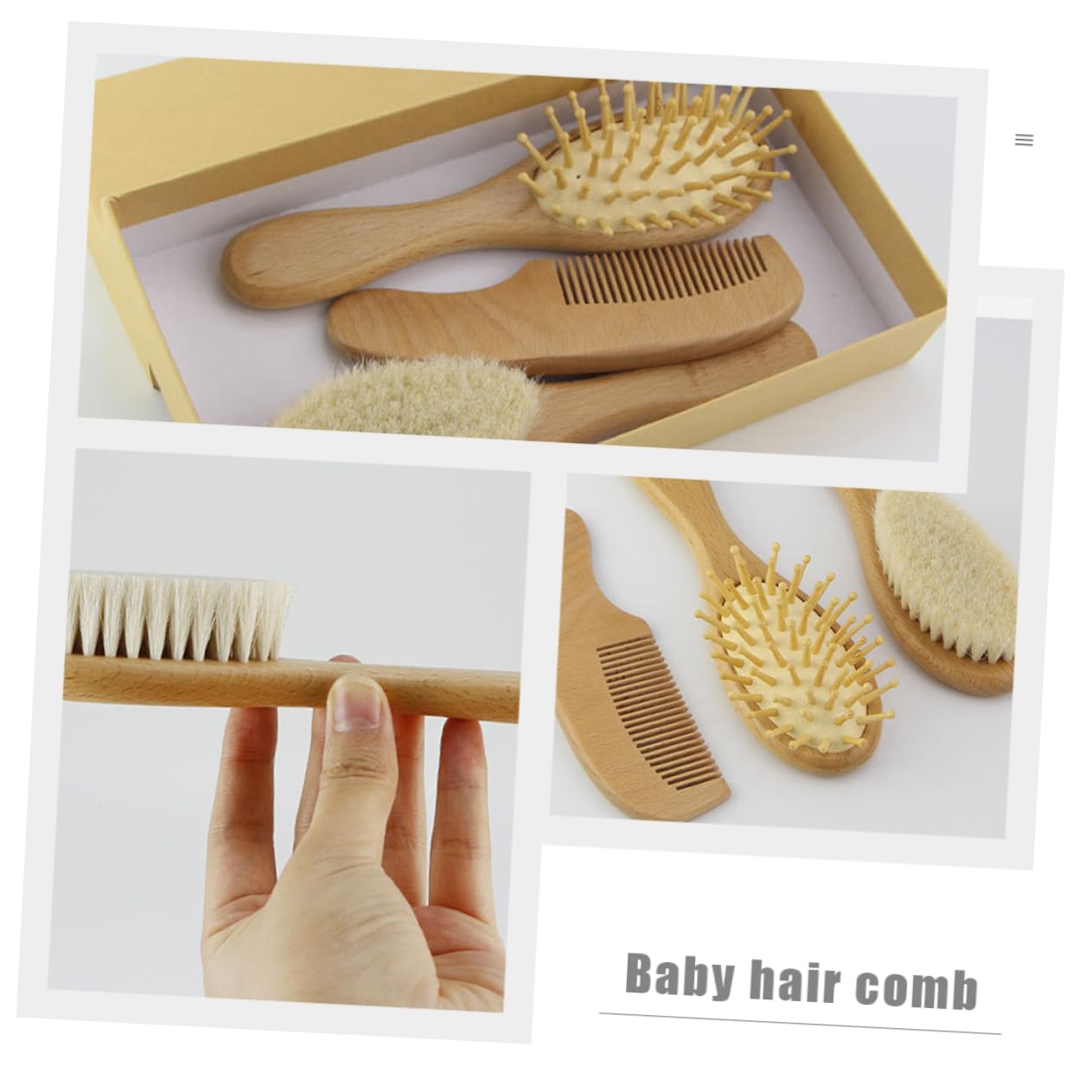 Cepillos Para Champú Madera Cepillo De Lana Para Recién Nacido Peine Para Cuidado Del Cabello Para Shower