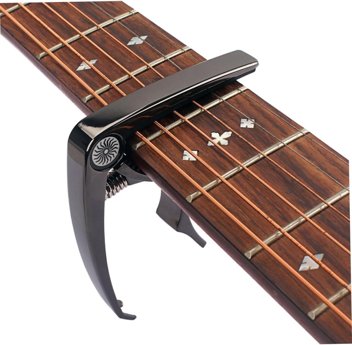 Guitar Capo, Alloy Guitar Capo Clamp for 6-String Acoustic, Classic & Electric Guitar, Mandolin, Ukulele, Good sound & avoid scratching, Guitar bridge pins puller function (9.2x7.5x1.2cm) -(Black)