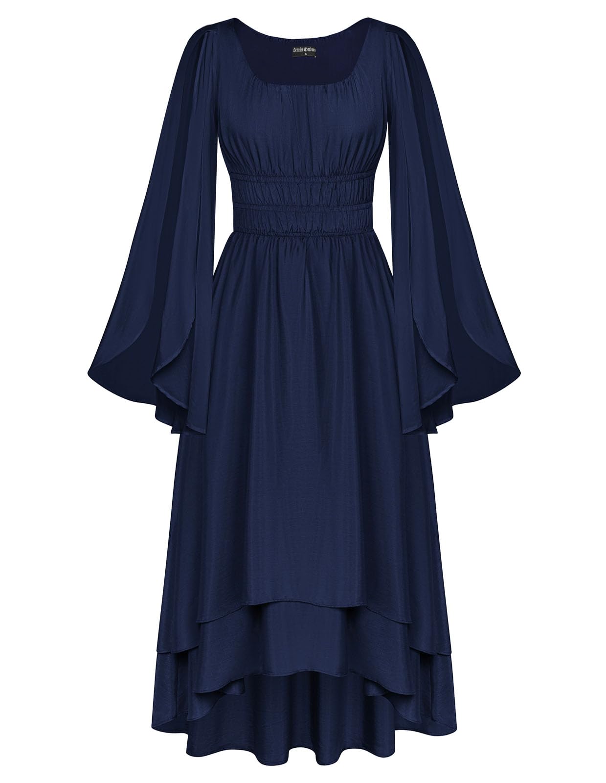 Scarlet Darkness Women Renaissance Costume Split Bell Sleeve Double Layered High Low Dress