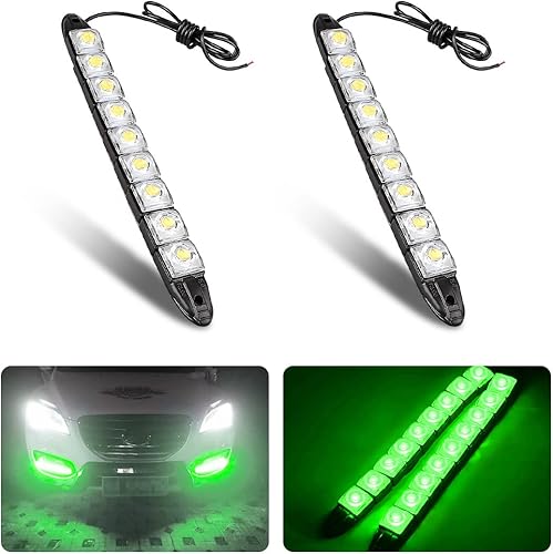Miniatura 10 de HIPOPY Juego de 2 tiras de luces LED diurnas DRL, lámpara antiniebla flexible de punto brillante, señal de giro intermitente secuencial, luz de