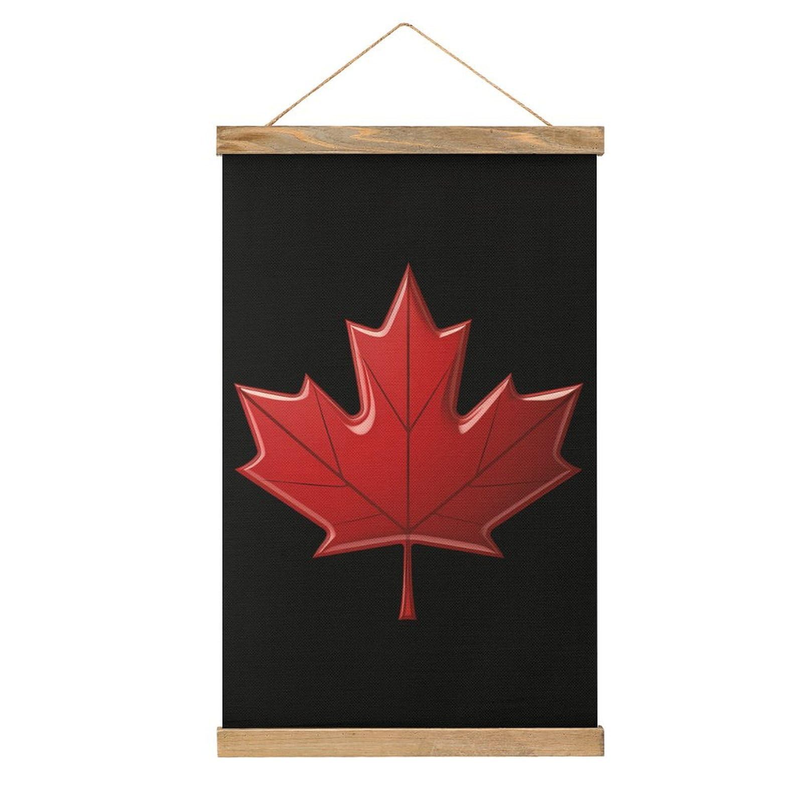 CGSBNGHA Canada Flag Maple Leaf Wall Art Prints Linen Hanging Painting Scroll Paintings Pictures Decor for Home