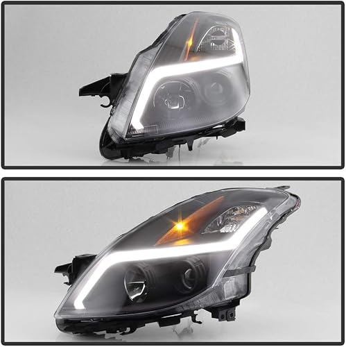 Miniatura 5 de ACANII - Para [modelo halógeno] 2008-2009 Altima 2 puertas Coupe carcasa negra LED tubo de luz proyector faros delanteros