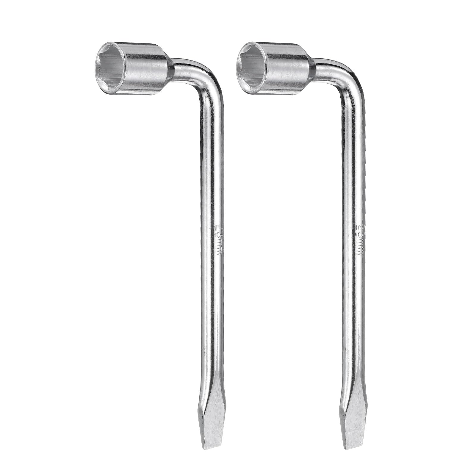 HARFINGTON 2pcs Car Spare Tire Lug Wrench 23mm Carbon Steel l Type Slotted End Hexagon Socket Wrench L-Shaped Tire Repair Tool for Automobile Repair