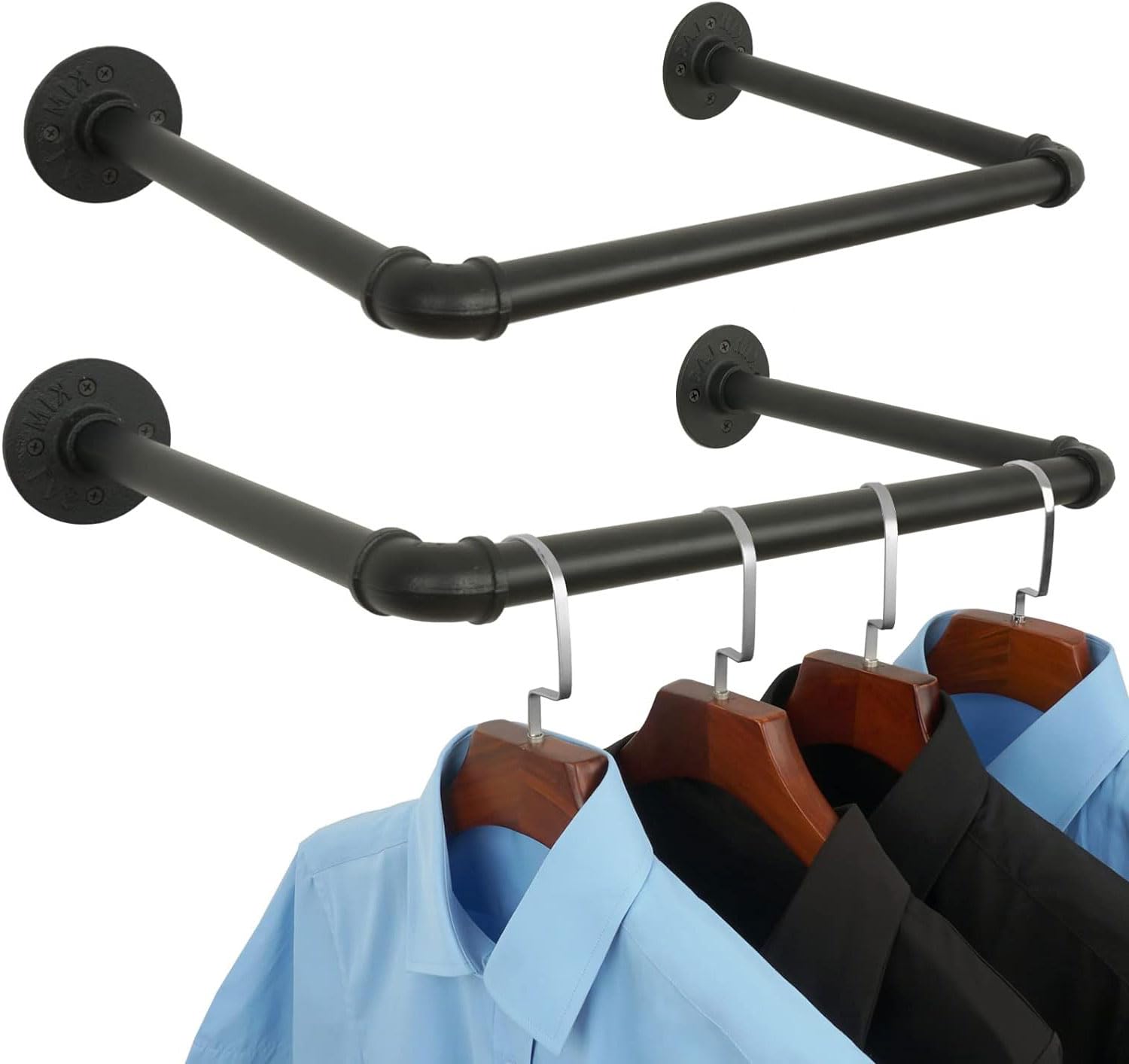 Porte-manteau industriel en tuyau de fer noir Nero 100cm