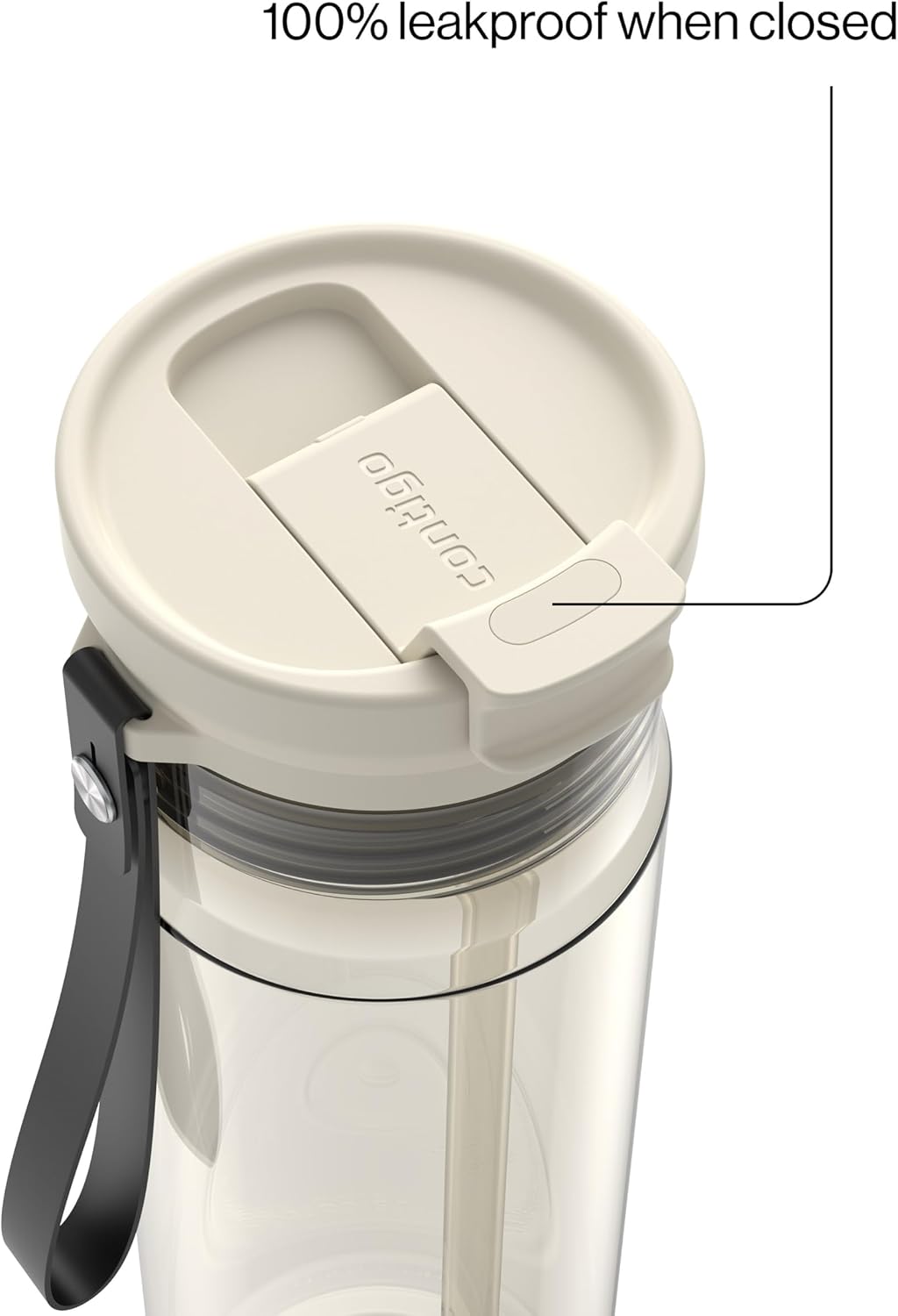 Contigo DualSip 28 oz Leakproof Plastic Water Bottle with Carrying Strap and 2-Way Lid (Drink From Straw or Spout), 100% Leakproof, Durable and Lightweight Tritan Bottle, BPA-Free and Dishwasher Safe