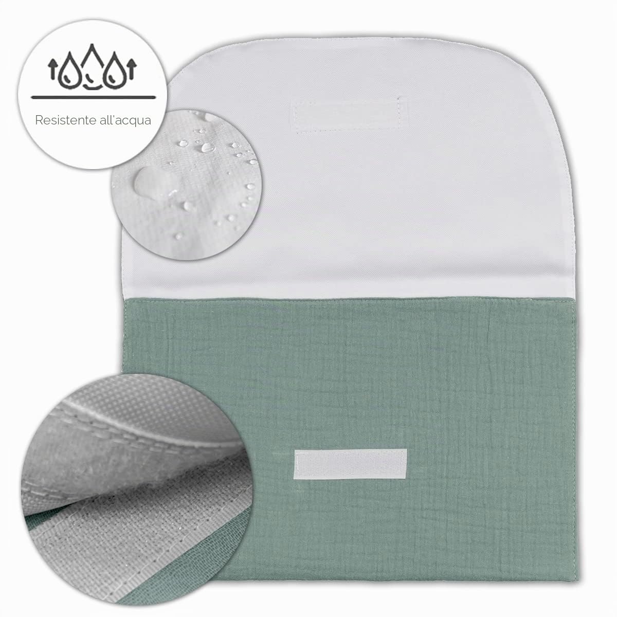 MIMUSELINA Organizer Porta Pannolini da Borsa - Porta Pannolini e Salviette da Borsa Impermeabili - Organizer Pannolini Ideale per Accessori per Neonato (Wafle Mint/Bamb Mint/Ecru)