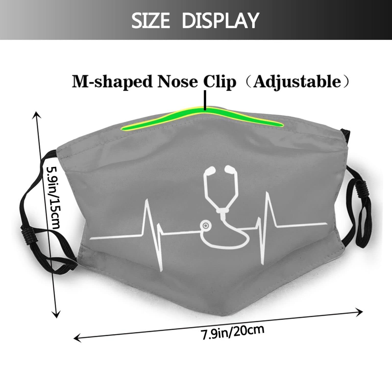 Stethoscope Heartbeat Doctor Nurse Mask Protect Respiratory System Breathe with Peace of Mind Black