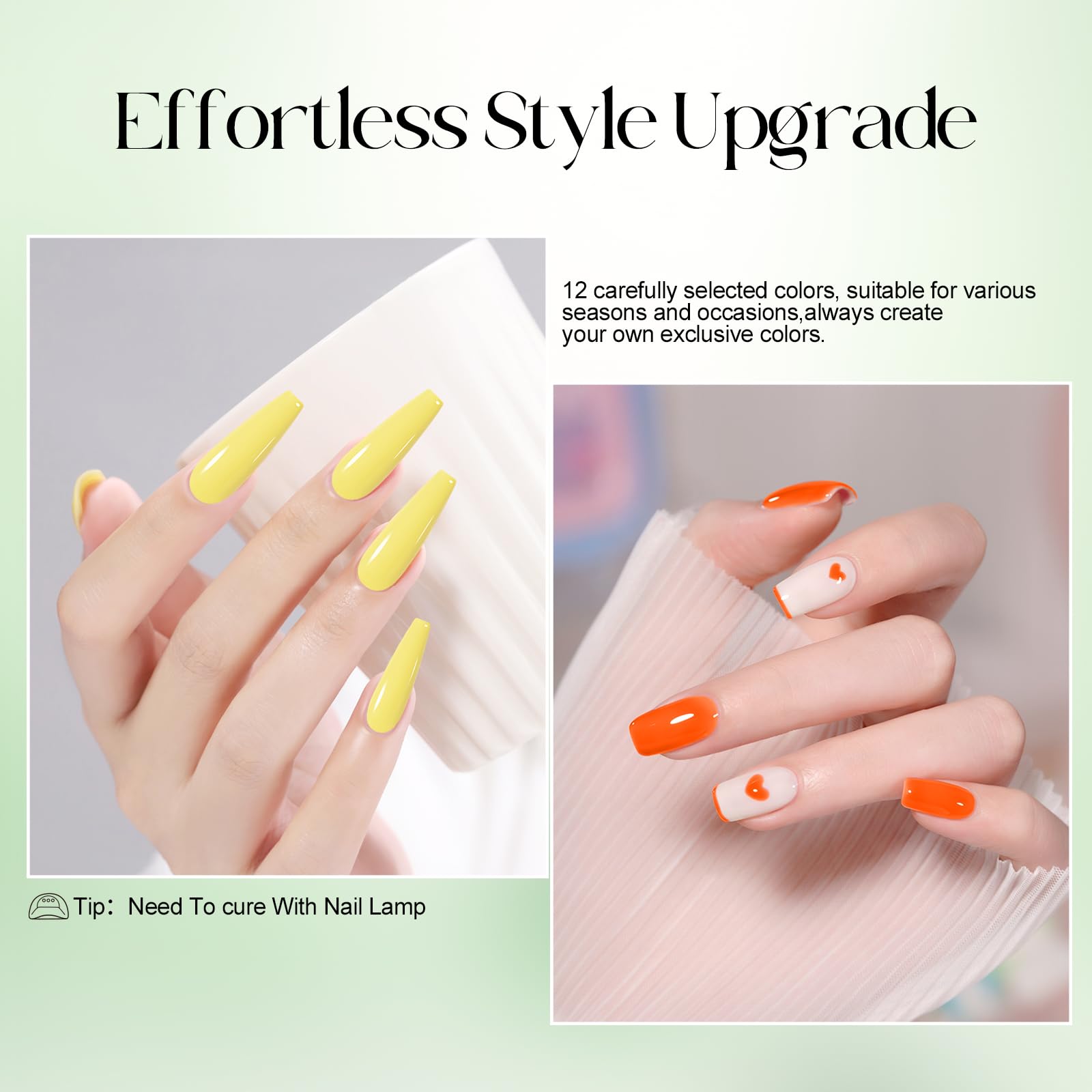 ADHERE Kit de 12 esmaltes de gel para uñas - 12ml Esmalte de uñas en gel, esmalte de uñas en gel UV LED para manicura (Serie de ilustraciones de dulces)