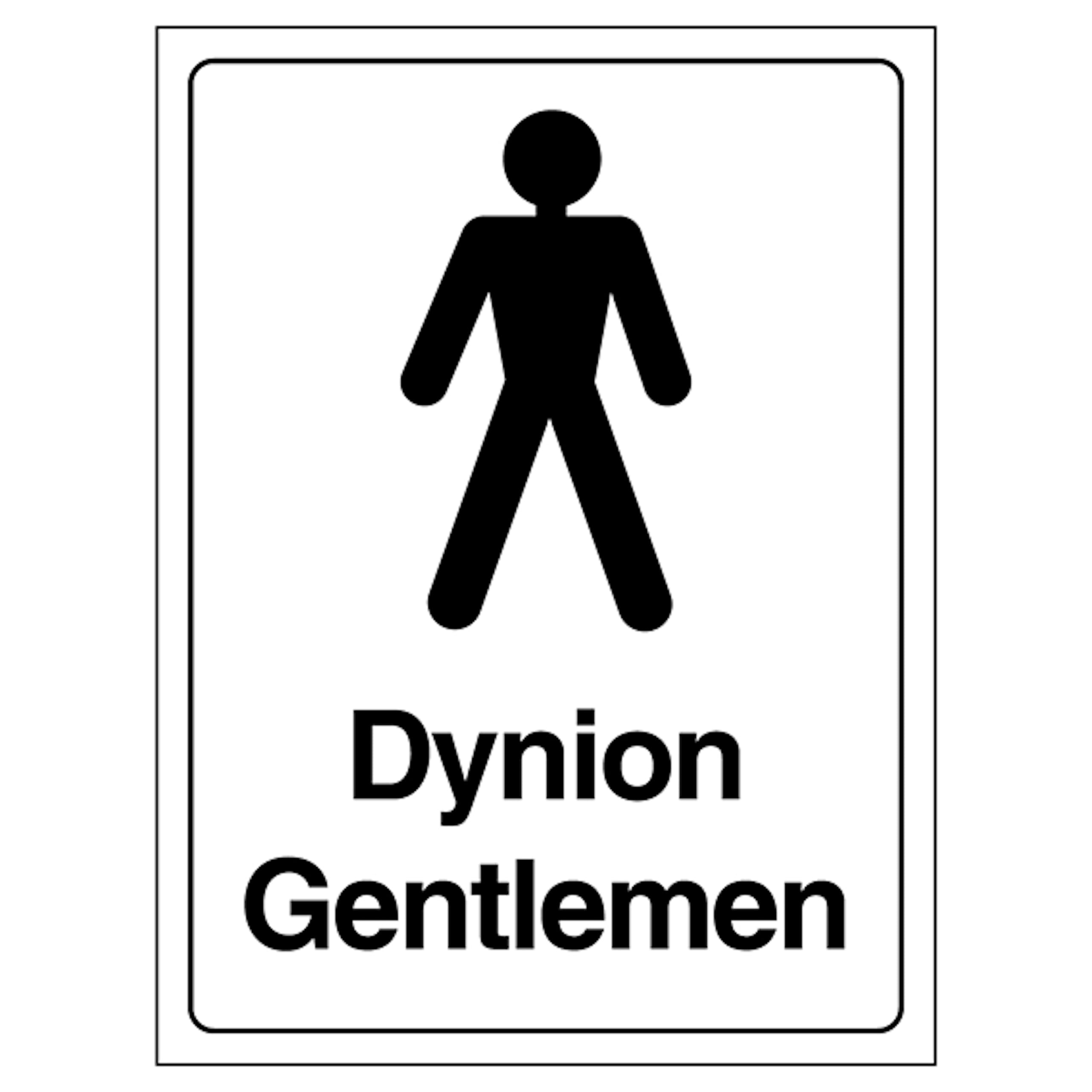 V Safety Welsh/English - Gentlemen Toilet 150 x 200mm - 1mm 100% Recycled Rigid Plastic Safety Sign