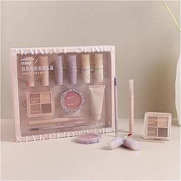 Full Beauty Makeup Cosmetic Set, 11 Pieces, Lipstick, Makeup Palette, Womens Makeup, Gift Set, Full Kit, Eye Shadow Palette, Makeup, Essential, Cosmetic, Long Lasting, Beginners, Popular, Christmas
