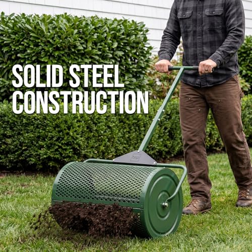 Image of Best Choice Products Compost Spreader, 24-Inch Peat Moss Spreader, Heavy-Duty Steel Lawn & Soil Spreader for Topdressing, Sand, Manure & Mulch, Adjustable T-Handle