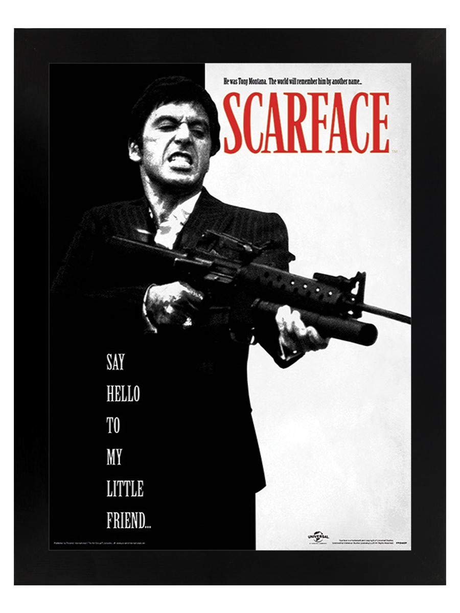 Scarface Multicolored Say Hello To My Little Friend Framed Picture 30 X 40 Cm