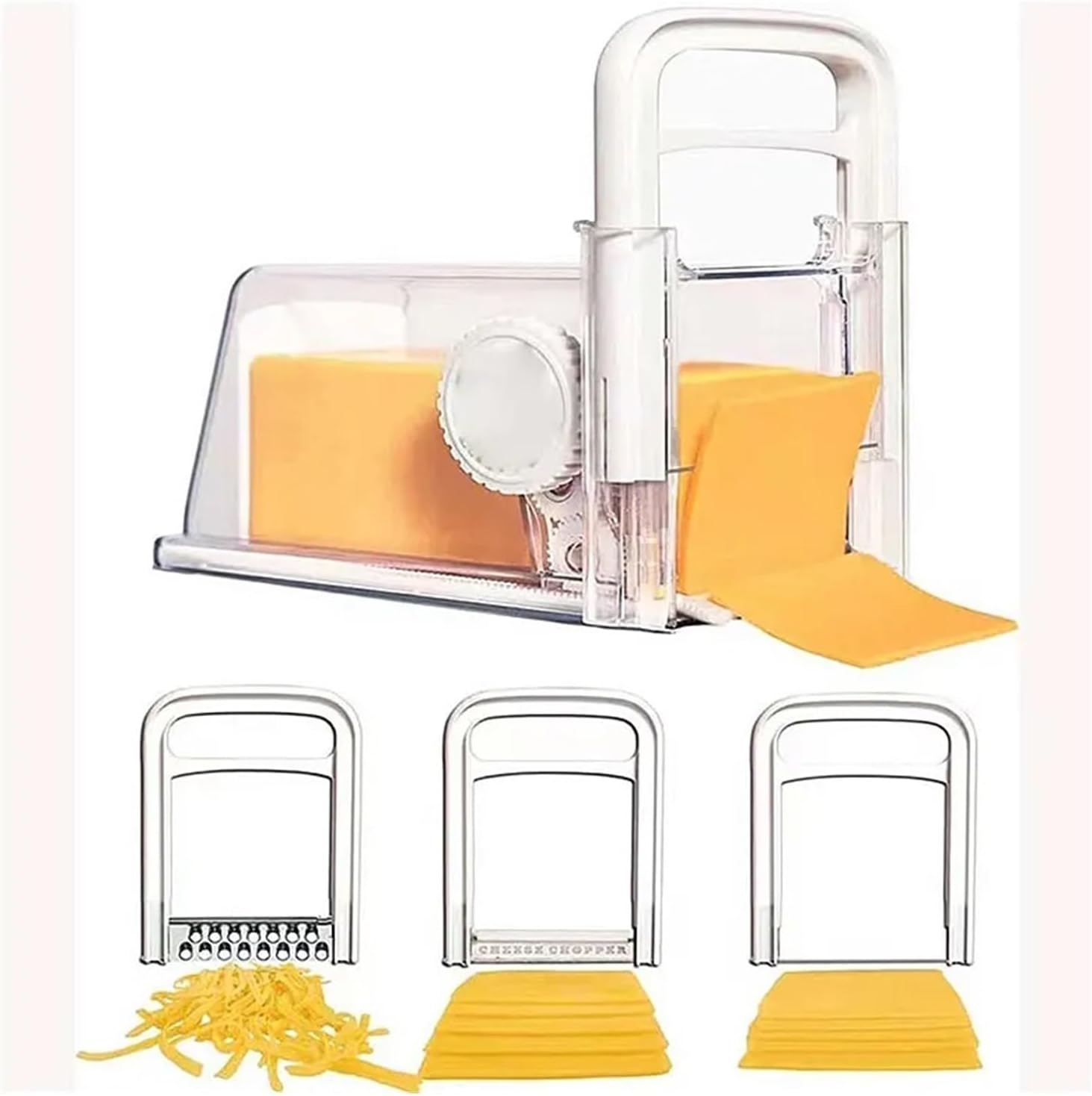 Cheese Cutter with Container – 3 Metal Blades Butter Slicer & Chopper – Refrigerated Storage Box fit for Fresh Cheese – Multi-Blade Kitchen Tool for Cheese, Butter, Fruits