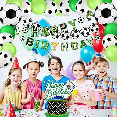 Soccer Birthday Party Decorations Set Football Party Supplies For Boys Kids Sports Theme Banner Soccer Balloons Tablecloth Cupcake Toppers Table Decor #TOP1