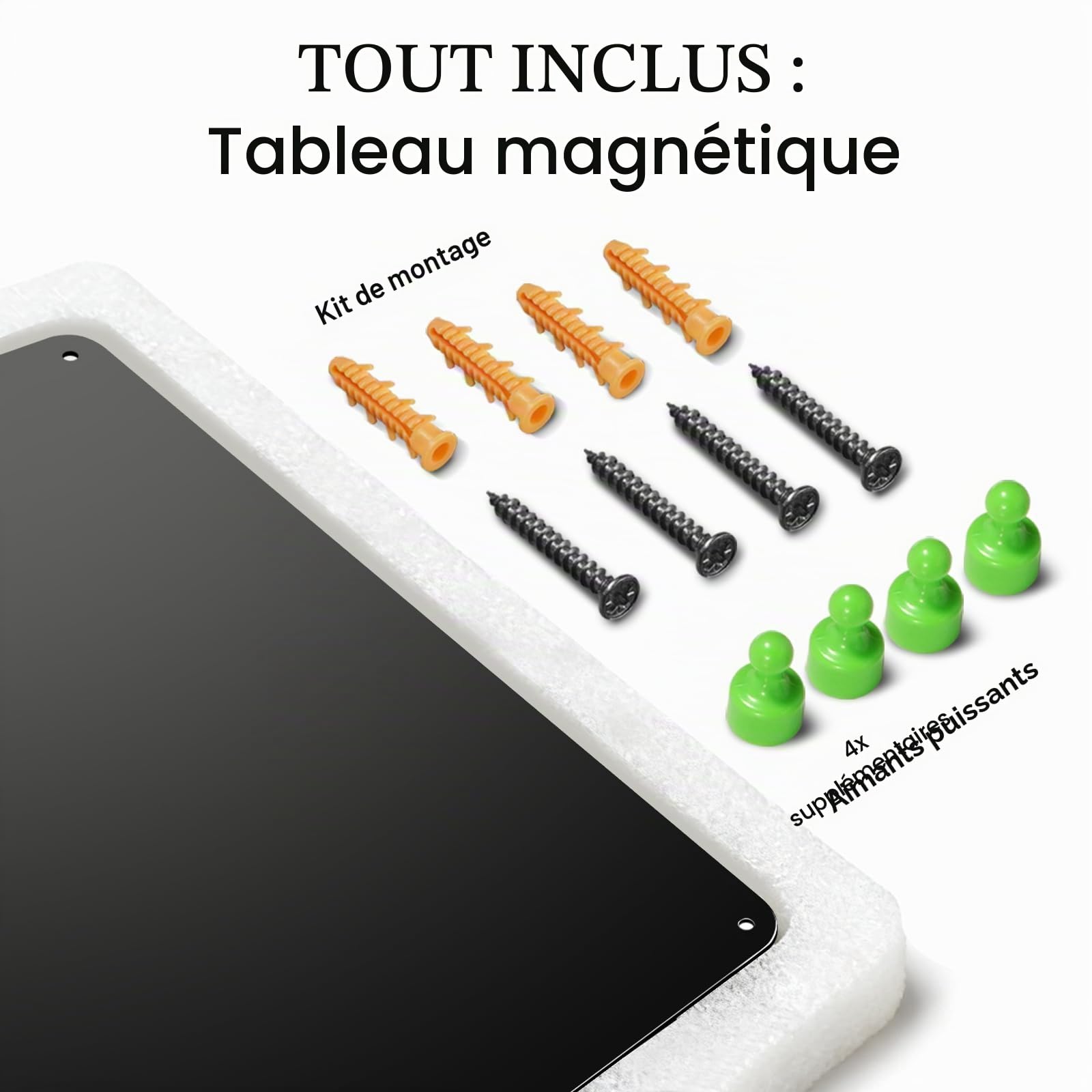 Tableau Magnétique Mural Noir: 40x60cm Grand Pêle-Mêle Photo Métal & Ardoise Cuisine | Panneau Aimanté Mat Compatible Marqueurs Craie pour Collectionneurs Souvenirs & Bureau