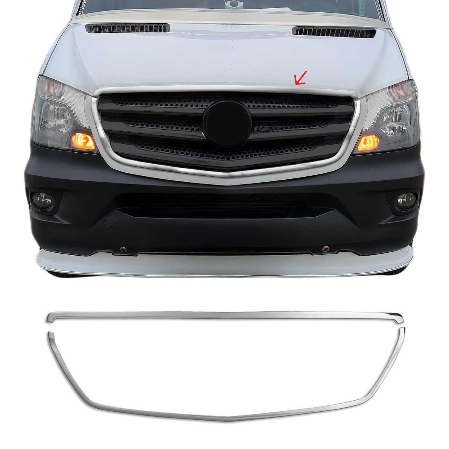 Parrilla Calandra Leiste Grillleisten para Mercedes Sprinter 2013-18 Acero Inox Cromado 2x