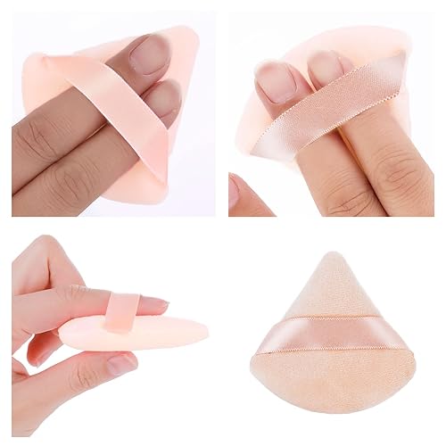 Miniatura 6 de Sibba 6 piezas de polvo con forma de triángulo para maquillaje facial para base de polvo suelta, esponja cosmética suave húmeda y seca, almohadillas
