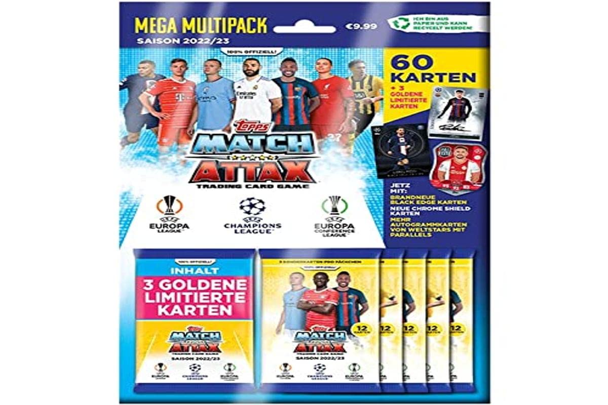 Topps Match Attax 22/23 – Cromos de fútbol, UEFA, Champions League, Mega Multipack (idioma español no garantizado)