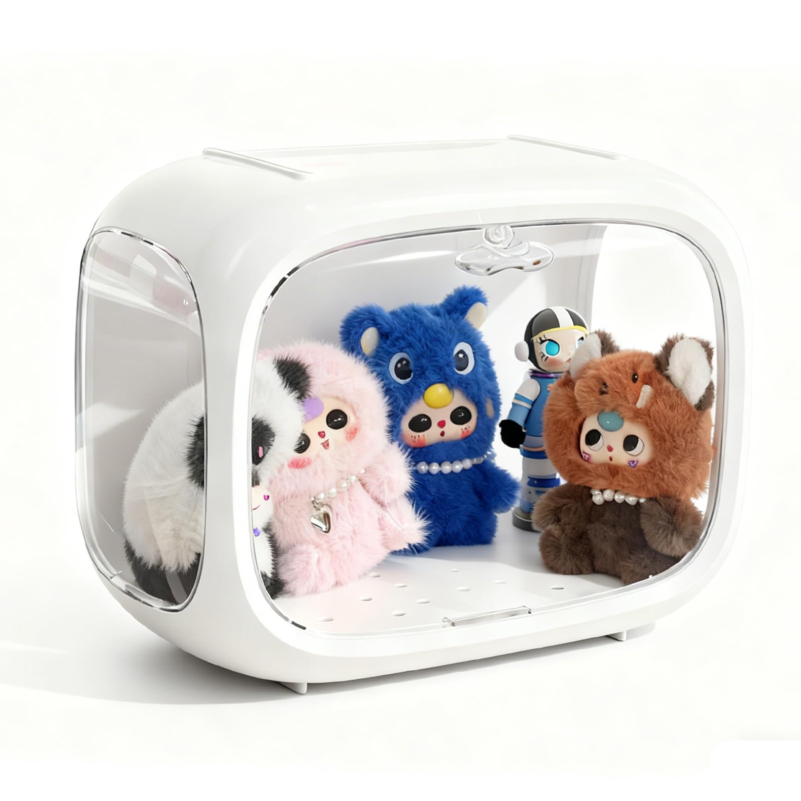 Display case for Plush Doll, Upgrade Large-Sized Display Box for 6.7in Dolls Clear Acrylic Display Box with Door Dust and Moisture Proof Suitable for Lego Collectibles Action Figures Pop Mart