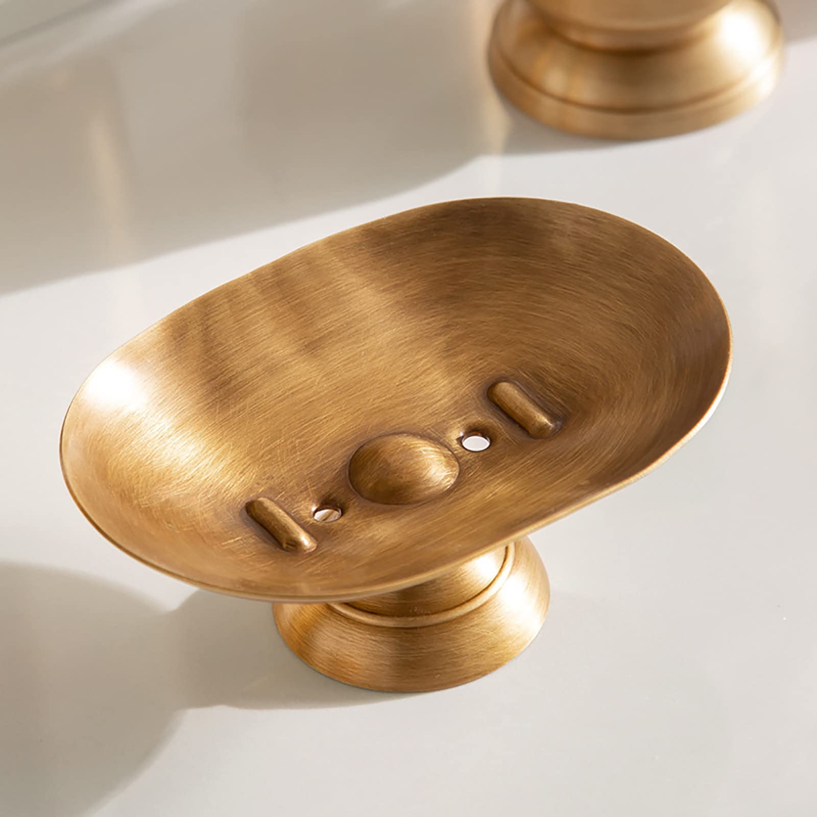 Juegos de Accesorios de baño, Cobre Acesorios Cuartos de Baño 6 Piezas con Dispensador Jabon Baño, Jabonera Baño, Porta Cepillo de Dientes, para Champú, Antiguo Oro