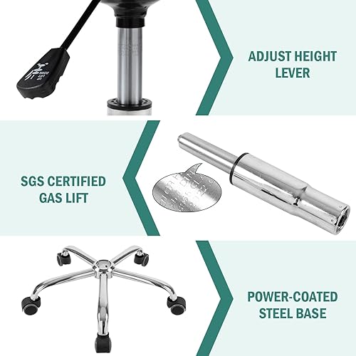 Miniatura 6 de Paddie Taburetes de pedicura para tecnología de uñas juego de 2 taburetes de salón de uñas giratorios cortos de altura ajustable con soporte de