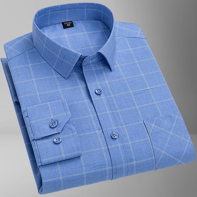 Camisa manga larga hombre verano transpirable cuadros 7