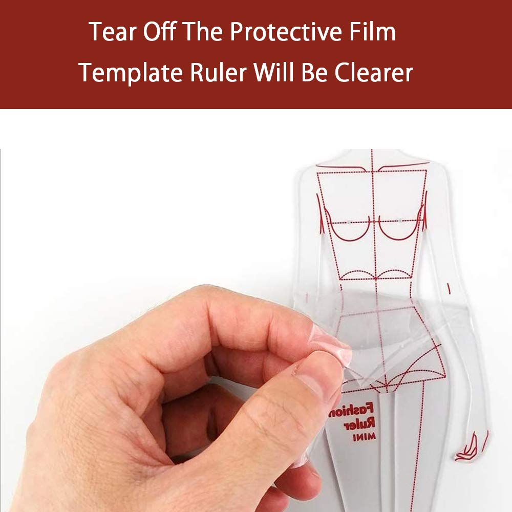 Buy AIKVSXER LUDING 3PCS Moving Humanoid Patterns Ruler, Fashion ...