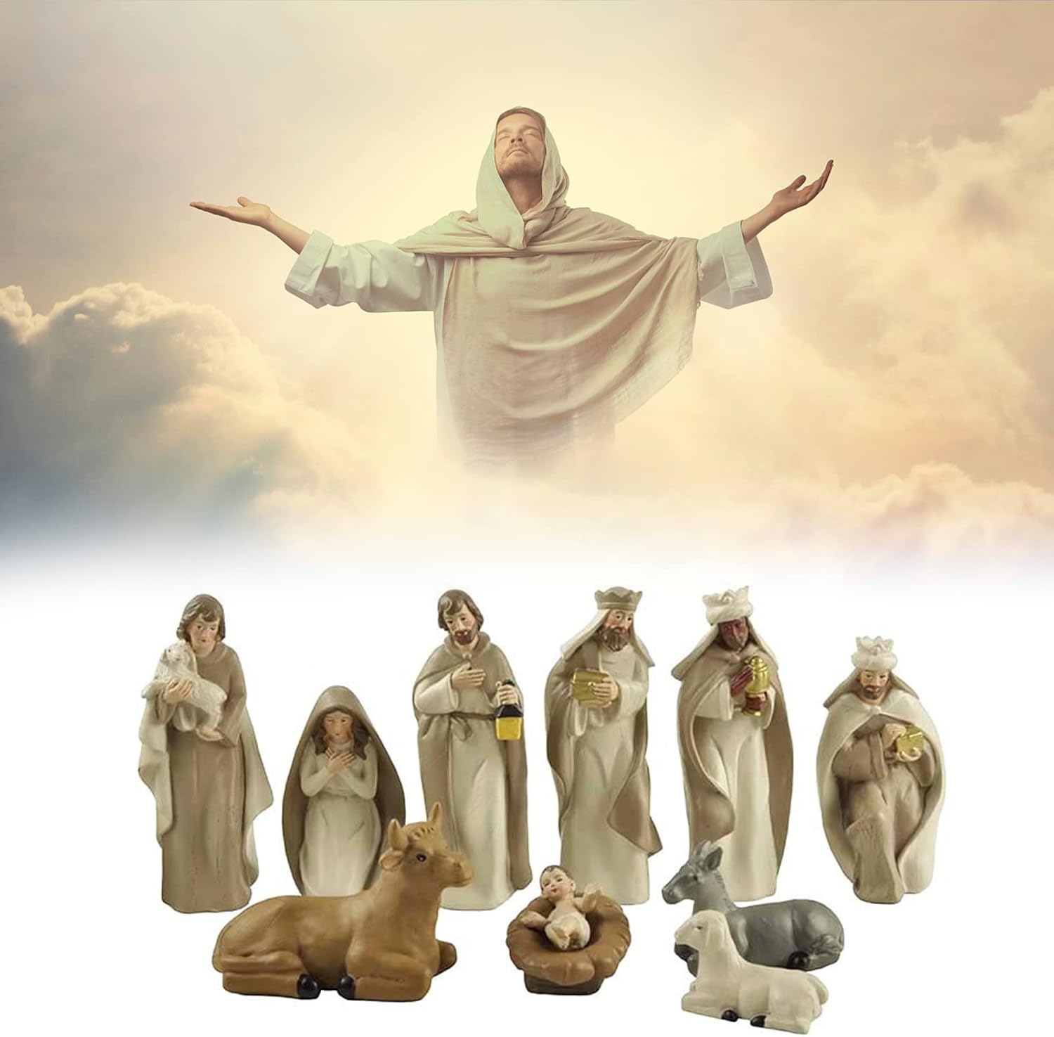 10 PCS Nativity Set, 4 in Little Jesus Figure Christmas Village Sets Build a Family Holiday Tradition with Classic Nativity Collection Nativity Scene for Thanksgiving Decor