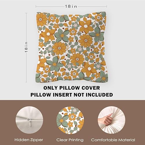 Miniatura 2 de Fundas de almohada retro de los años 70 con diseño floral hippy de 18 x 18 pulgadas, decoración del hogar de los años 70, fundas de almohada