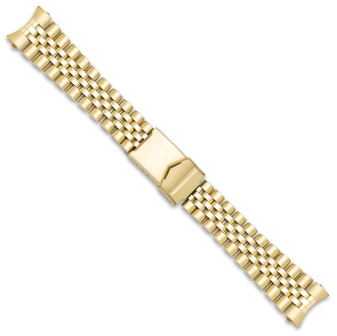 deBeerJubilee Style Solid Link Metal Watch Band - Gold - 20mm