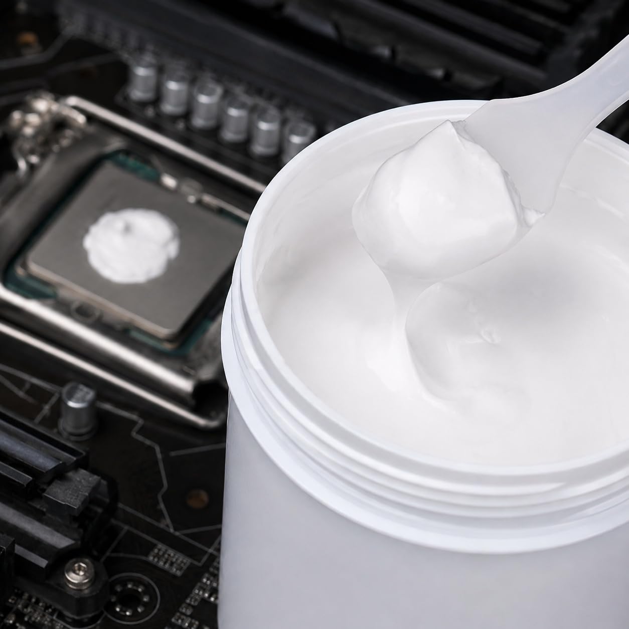 VIDOO Kafuter K-5211 Silikonkleber Nichthärtendes Silikonharz Weiß Wärmeleitpaste für Übertaktung CPU Mikroprozessor Niedriger Wärmewiderstand Silikonfett Silikonkleber, 1000g