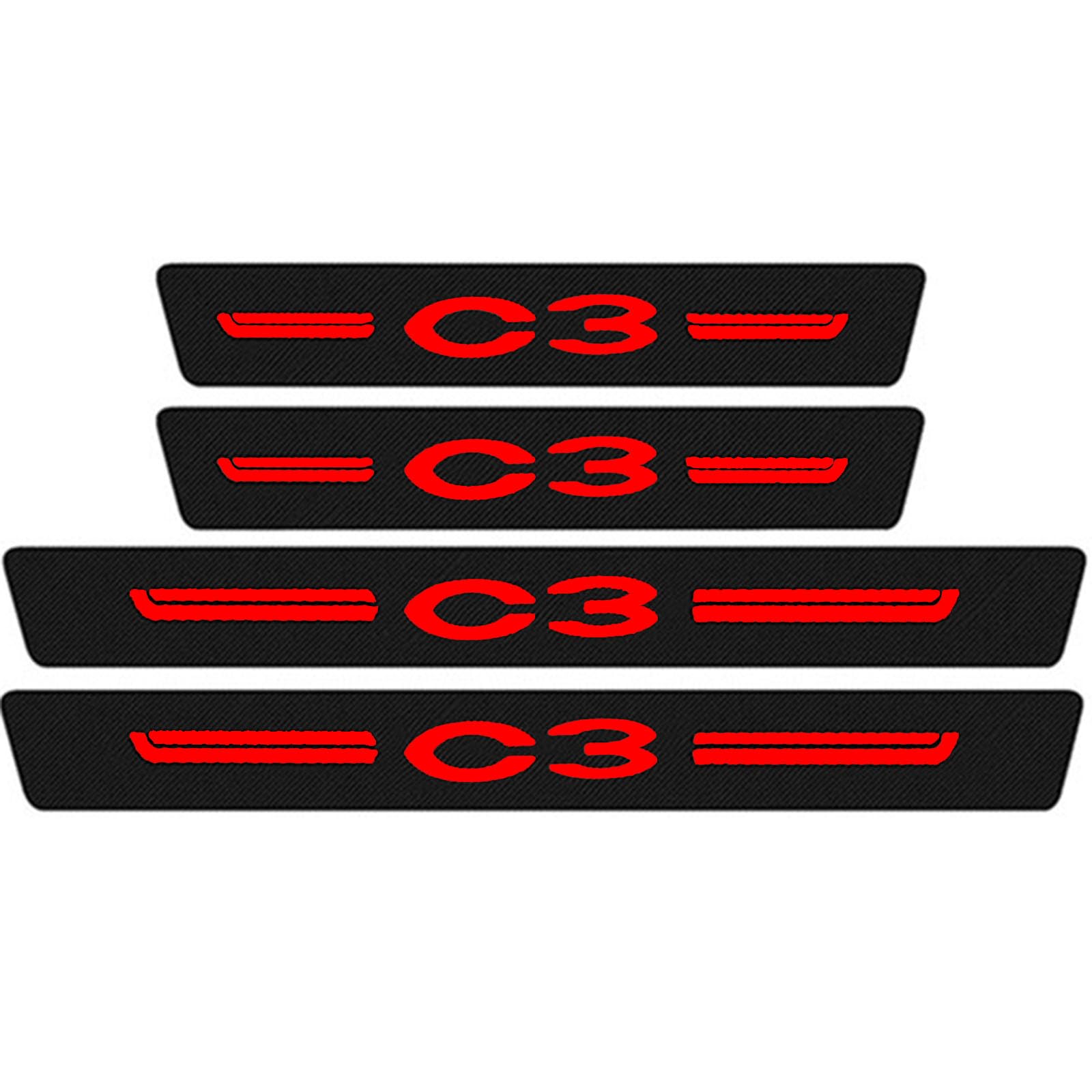 Klhywen C3 Red 4 Pcs Carbon Fiber Car Door Sill Protector For Citr-Oen C1 C2 C3 C4, Scuff Guard Stickers Auto Styling Decoration Accessory,