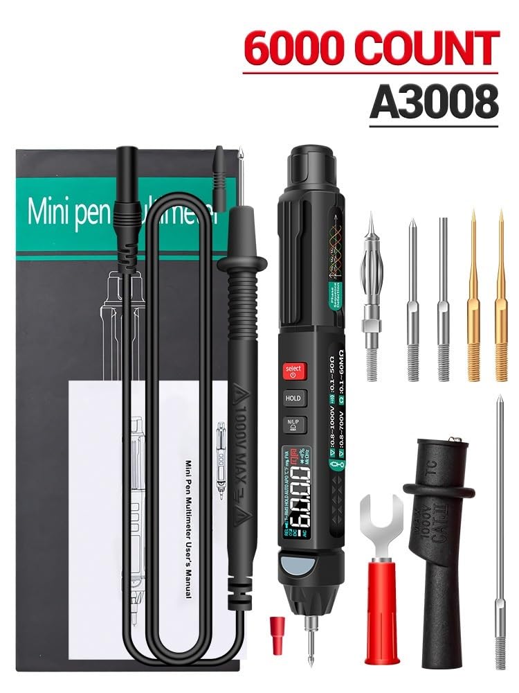 Medidor de voltaje, Pinza Amperimétrica Probador De Voltaje Detector Pantalla LCD Sensor CA Sin Contacto Pluma Verificación Cable