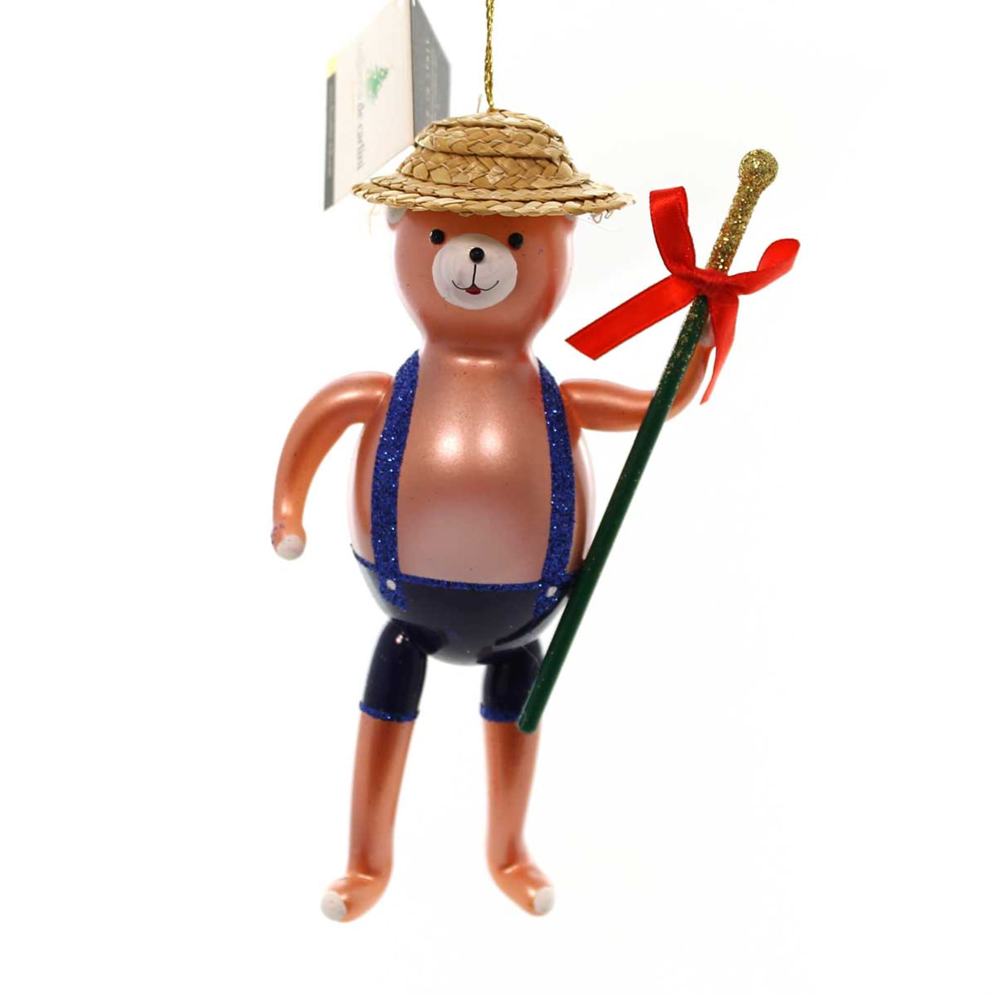 De Carlini Italian Ornaments Bear Band with Stick Glass Ornament Music - Inches - A57061 - Blue