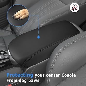INTGET Center Console Cover for 2026 Honda HRV/HR-V Accessories 2023 2024 2025 Leather Car Armrest Arm Rest Box Lid Middle Console Seat Cover Protector (Black Stitches, 2023+)