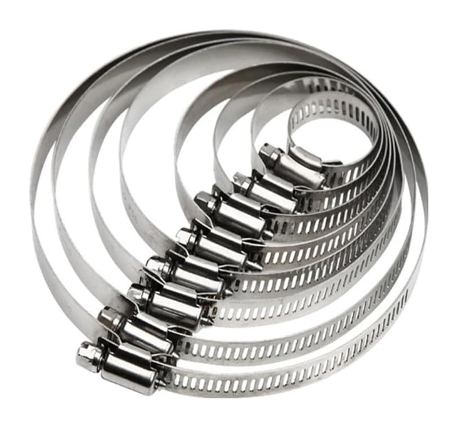 Abrazaderas de acero con tornillo sin fin, Abrazaderas de manguera accionamiento acero inoxidable ajustables 8 mm a 120, tornillo sin fin tres engranajes, paquete 5/10 unidades(Dia 100-120mm 10pcs)