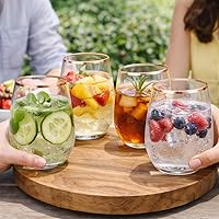 Vista 3 de Oojami Paquete de 48 copas de vino pequeñas de plástico sin tallo de 10 onzas con borde de oro rosa, desechables, inastillables, vasos transparentes