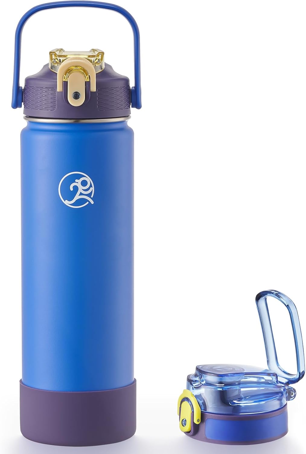 GOSWAG Insulated Water Bottle 24 oz, Stainless Steel Water Bottles with 2 Lids and Silicone Sleeve for School and Work, Double-Wall Vacuum Insulation