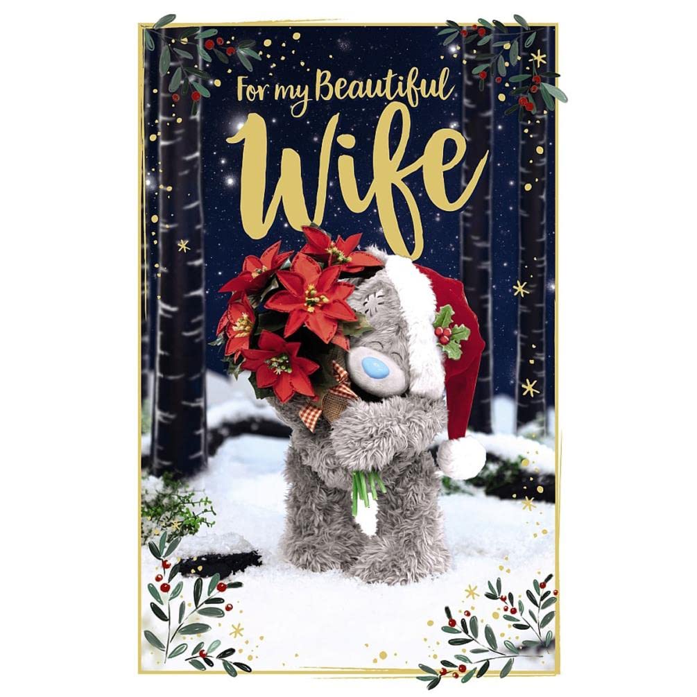 Me To You Bear 3D Holographic Beautiful Wife Christmas Card