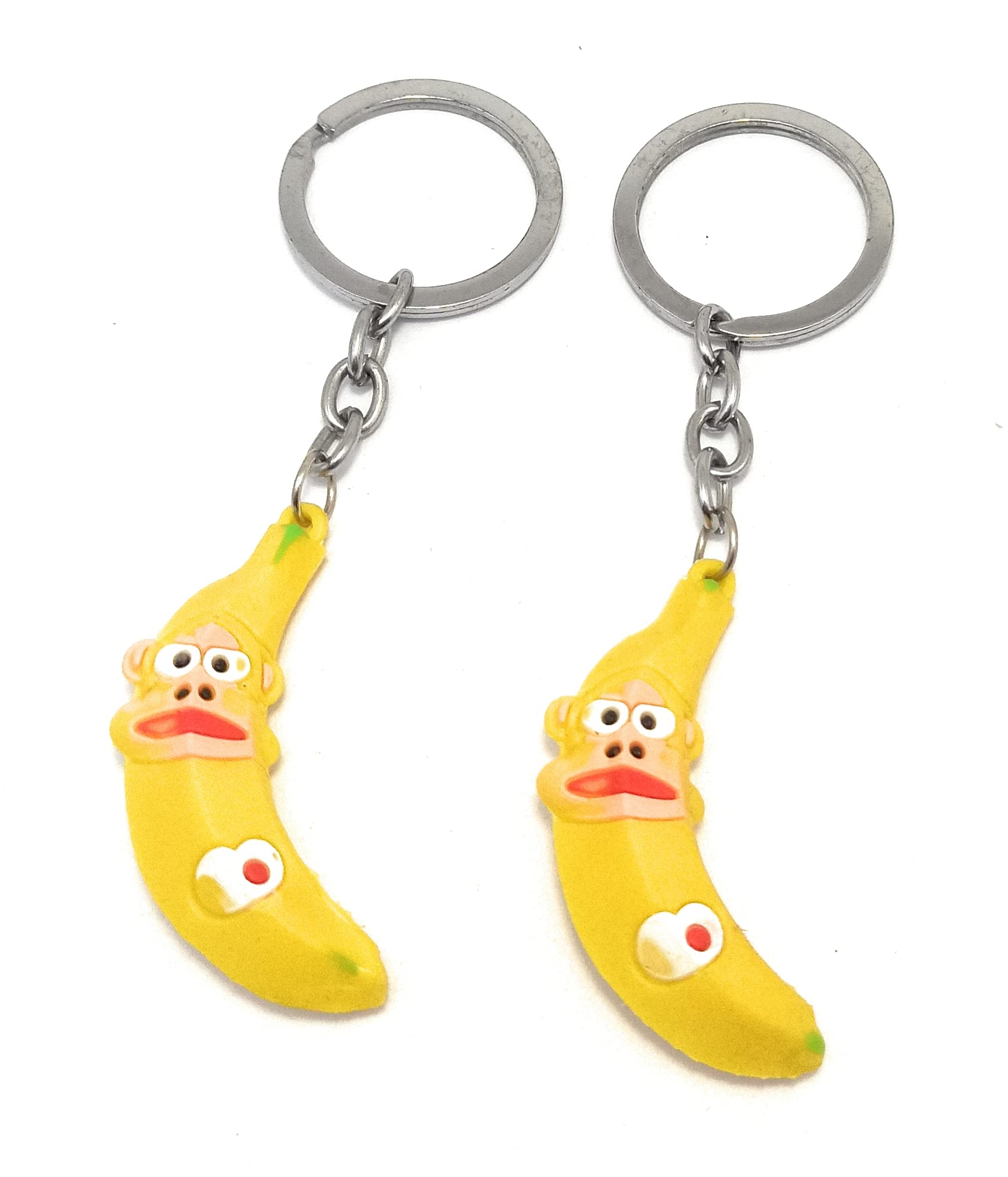 Fruit 2 pc Banana Figure Rubber Keychain Yellow