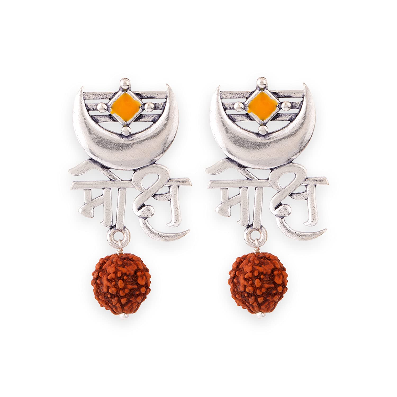 Voylla Oxidised Silver Stylish Brass Enamel Aham Brahmasmi Moksh Rudraksha Beads Earrings for Women and Girls (B08VNJR3L6) Amazon Price History, Amazon Price Tracker
