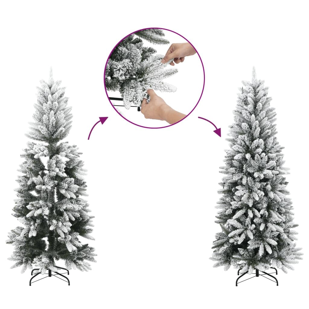 vidaXL Sapin de Noël Artificiel Mince avec Neige floquée 210 cm PVC/PE