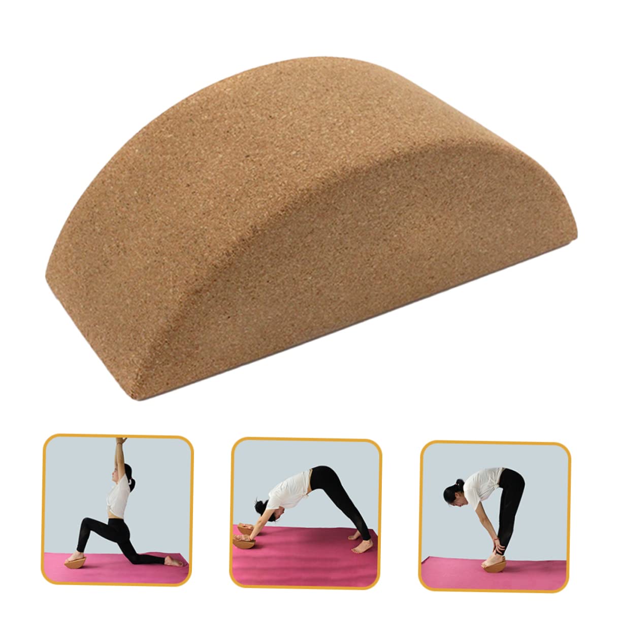 Sosoport Bloque de Yoga de Corcho Resistente al Desgaste para Entrenamiento Equilibrado, Medio Círculo Antideslizante, Ligero y Estable, Herramienta de Yoga para Ejercicio Diario y Fitness