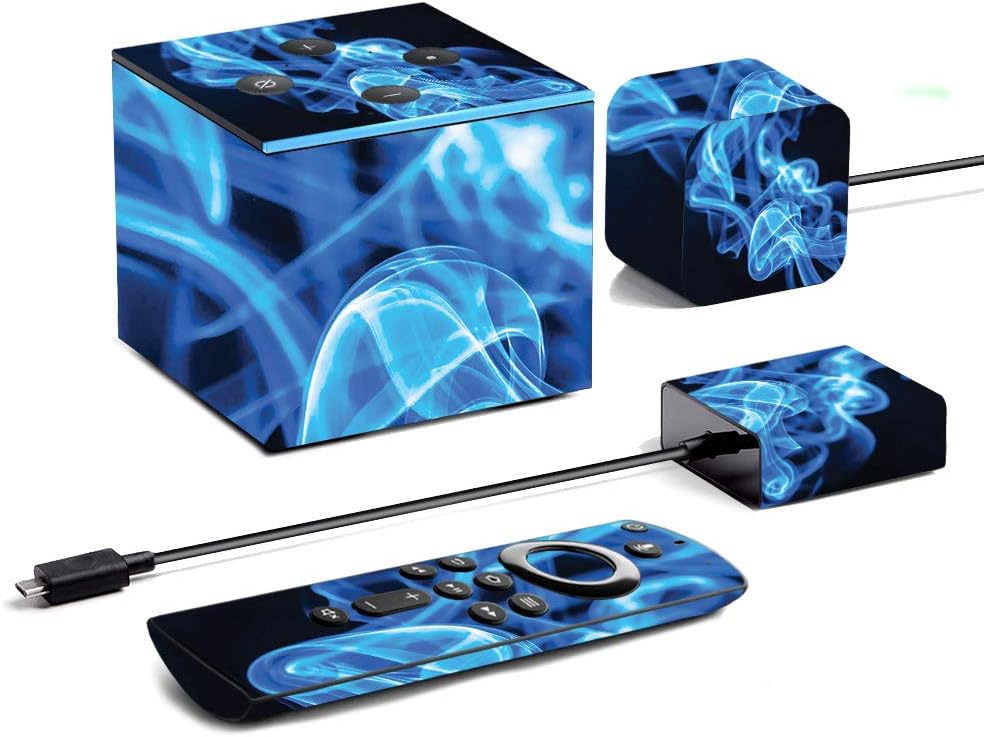 MightySkins Skin Compatible with Amazon Fire TV Cube (2019) - Blue Flames | Protective, Durable, and Unique Vinyl Decal wrap Cover | Easy to Apply, Remove, and Change Styles | Made in The USA