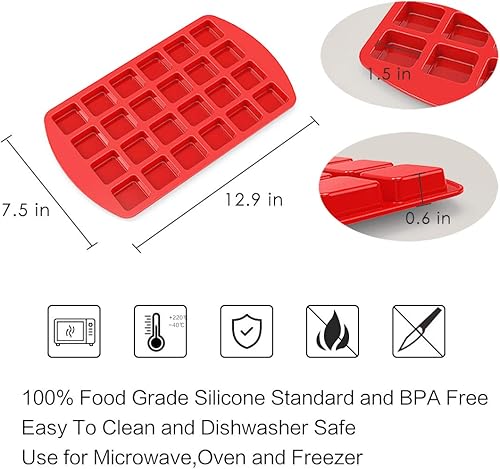 Miniatura 5 de SILIVO - Molde de silicona para brownie con divisores - Juego de 2 - Mini bandeja para hornear brownie, moldes de silicona antiadherentes para