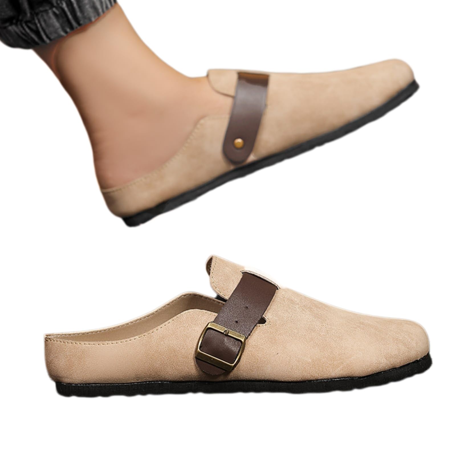 Pantofole Casual Uomini in Pelle, Comode Scarpe Leggere con Semplice Scivolo sullo Stile per attività All'aperto all'Interno